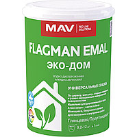 Краска FLAGMAN EMAL ЭКО-ДОМ белая п/глянц. 0,9 л (0,8 кг)