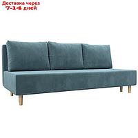 Прямой диван "Лига 033", механизм еврокнижка, ППУ, велюр, цвет бирюзовый