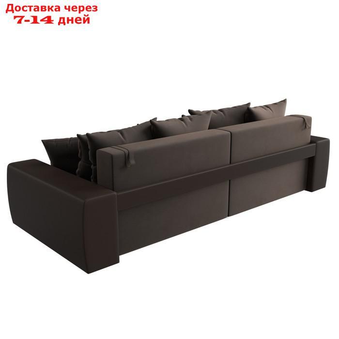 Прямой диван "Лига 028", еврокнижка, НПБ, велюр / экокожа, цвет коричневый / коричневый - фото 6 - id-p226871289
