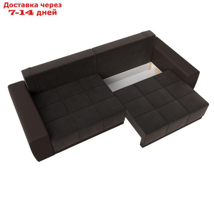 Прямой диван "Лига 028", еврокнижка, НПБ, велюр / экокожа, цвет коричневый / коричневый - фото 7 - id-p226871289