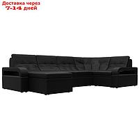 П-образный диван "Лига 035", левый угол, механизм дельфин, ППУ, экокожа, цвет чёрный