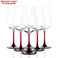 Набор бокалов для вина Crystalex "Сандра", красная ножка, 450 мл, 6 шт