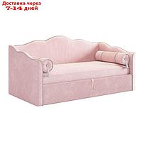 Кровать с подъемным механизмом Лея (Софа) 90х200 см, нежно-розовый (велюр)/галька (велюр)