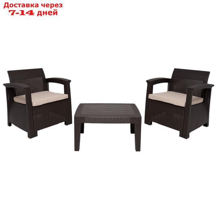 Комплект мебели RATTAN Comfort 3: 2 кресла + 1 столик, цвет венге - фото 1 - id-p226907647