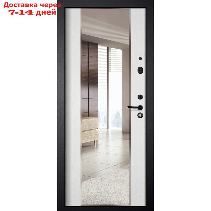 Входная дверь "М4", 860×2050 мм, левая, зеркало, цвет чёрный шёлк / белый ясень - фото 2 - id-p226904092