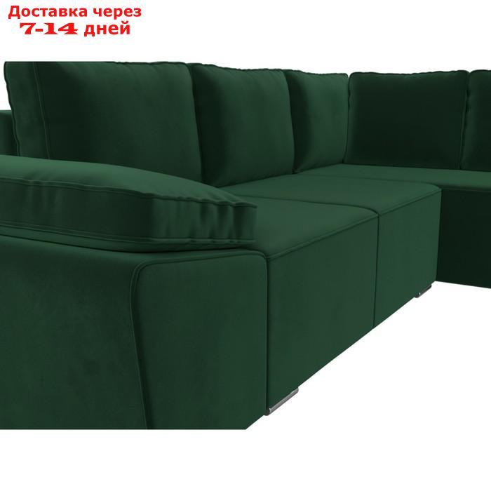 Угловой диван "Хьюго", правый угол, механизм еврокнижка, велюр, цвет зелёный - фото 3 - id-p226921961