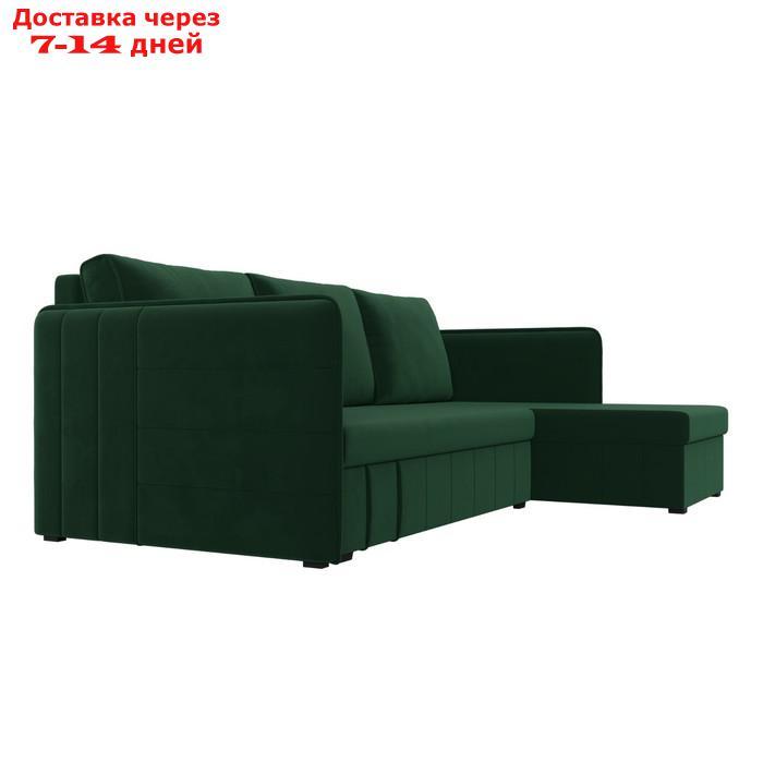 Угловой диван "Слим", правый угол, механизм еврокнижка, велюр, цвет зелёный - фото 4 - id-p226921962