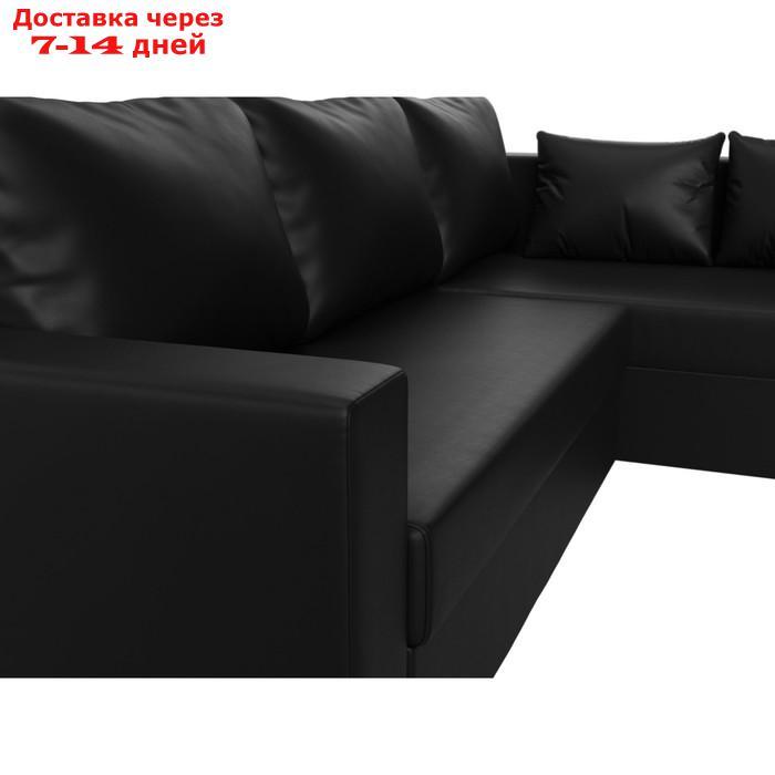 Угловой диван "Мансберг", механизм еврокнижка, угол правый, экокожа, цвет чёрный - фото 5 - id-p226921964