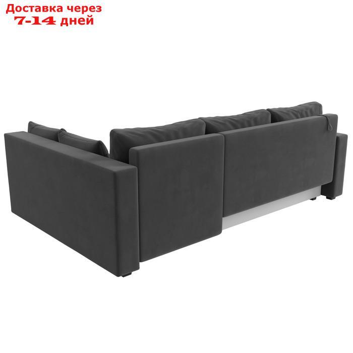 Угловой диван "Мансберг", механизм еврокнижка, угол правый, велюр, цвет серый - фото 7 - id-p226921965
