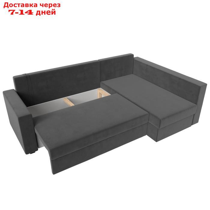 Угловой диван "Мансберг", механизм еврокнижка, угол правый, велюр, цвет серый - фото 9 - id-p226921965
