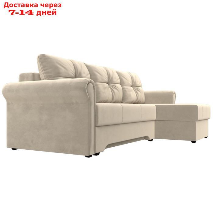 Угловой диван "Леон", правый угол, механизм еврокнижка, микровельвет, цвет бежевый - фото 5 - id-p226921968