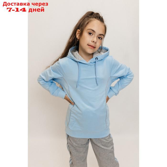 Костюм спортивный для девочек Isee, рост 134-140 см, цвет голубой, серый - фото 6 - id-p226872499