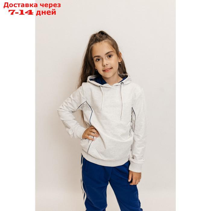 Костюм спортивный для девочек Isee, рост 146-152 см, цвет серый, синий - фото 5 - id-p226872500