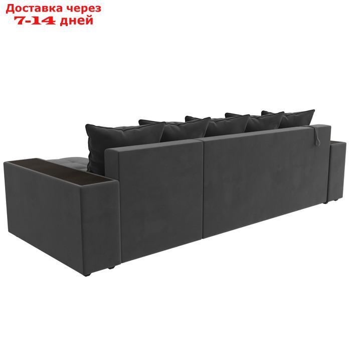 Угловой диван "Дубай", правый угол, механизм еврокнижка, велюр, цвет серый - фото 7 - id-p226921970