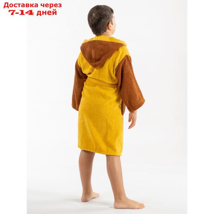 Халат махровый для мальчика, рост 146-152 см, цвет жёлтый - фото 2 - id-p226872508