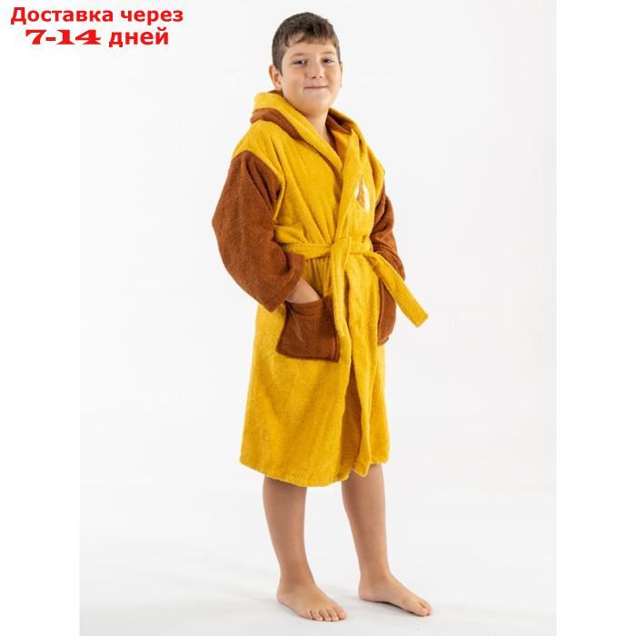 Халат махровый для мальчика, рост 146-152 см, цвет жёлтый - фото 3 - id-p226872508