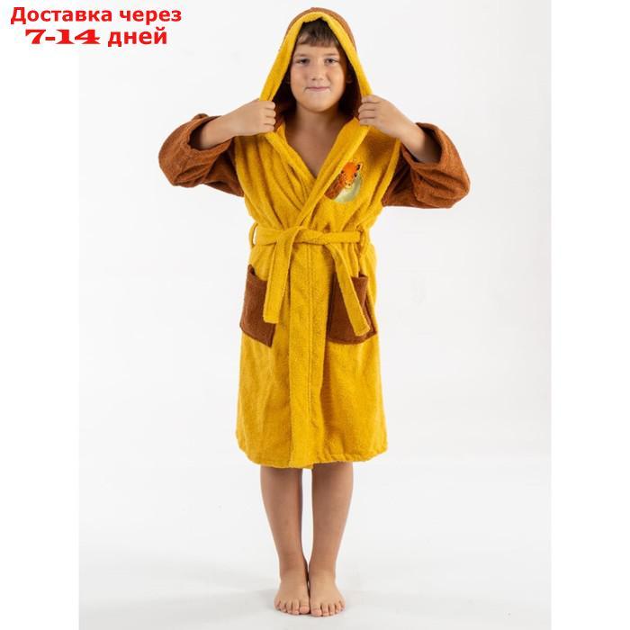 Халат махровый для мальчика, рост 146-152 см, цвет жёлтый - фото 4 - id-p226872508