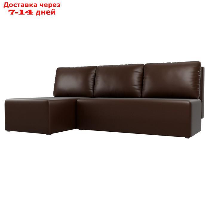Угловой диван "Поло", левый угол, механизм еврокнижка, экокожа, цвет коричневый - фото 1 - id-p226921990