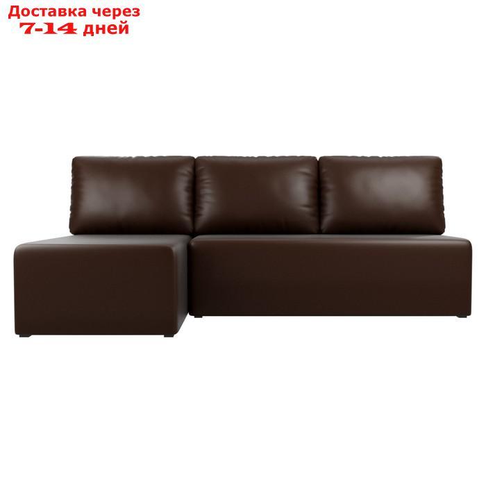 Угловой диван "Поло", левый угол, механизм еврокнижка, экокожа, цвет коричневый - фото 2 - id-p226921990