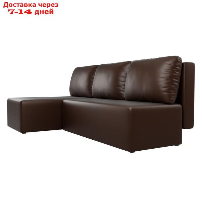 Угловой диван "Поло", левый угол, механизм еврокнижка, экокожа, цвет коричневый - фото 3 - id-p226921990