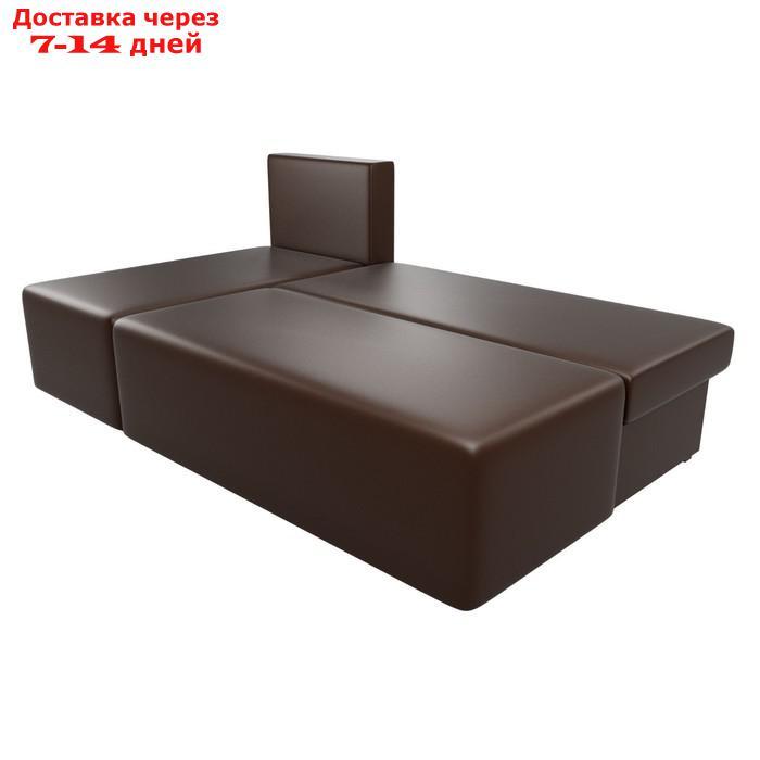 Угловой диван "Поло", левый угол, механизм еврокнижка, экокожа, цвет коричневый - фото 5 - id-p226921990