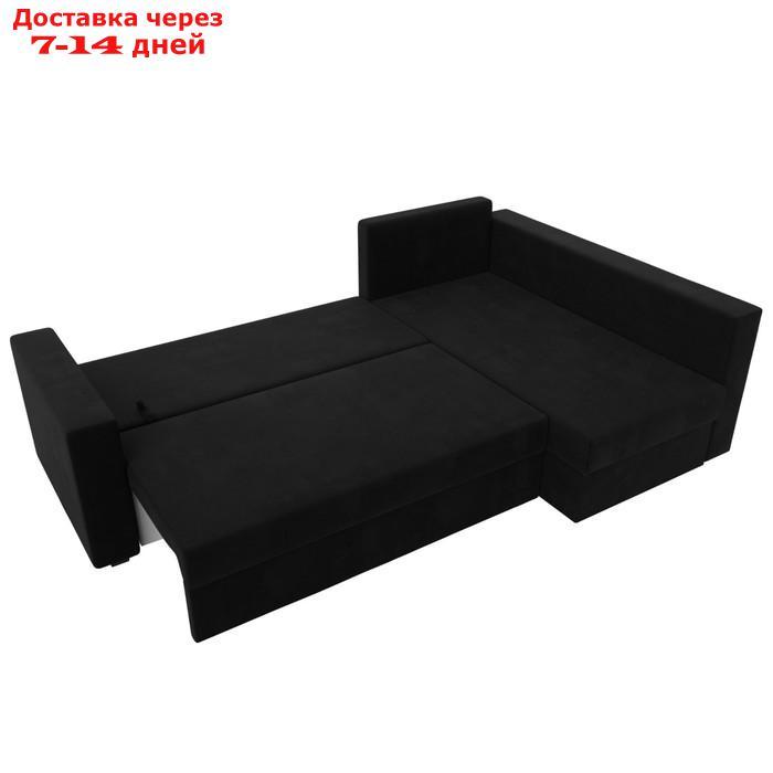Угловой диван "Мансберг", механизм еврокнижка, угол правый, микровельвет, цвет чёрный - фото 9 - id-p226921991