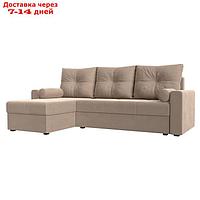 Угловой диван "Верона Лайт", еврокнижка, левый угол, велюр, цвет бежевый