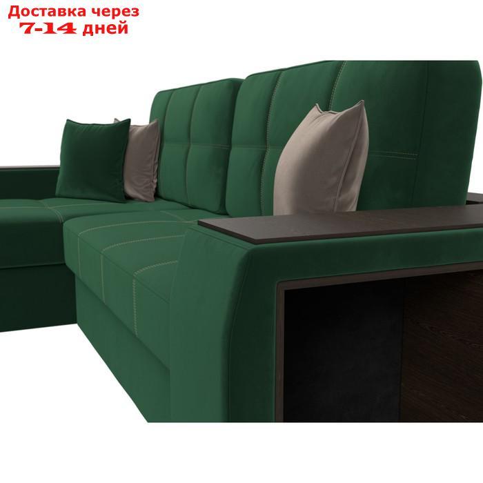 Угловой диван "Брюссель", левый угол, механизм дельфин, велюр, цвет зелёный - фото 5 - id-p226922003