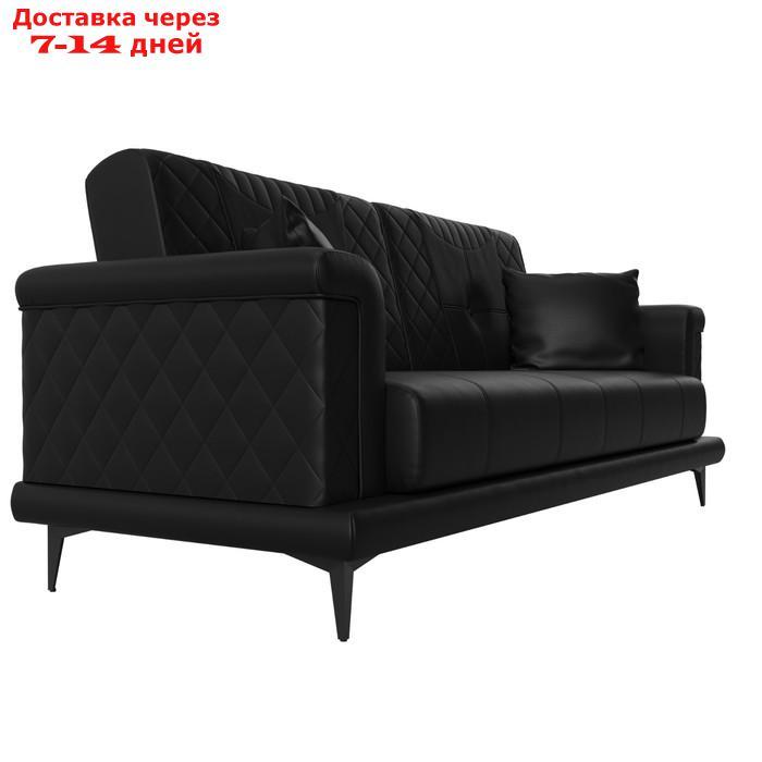 Прямой диван "Неаполь", механизм книжка, экокожа, цвет чёрный - фото 3 - id-p226922016