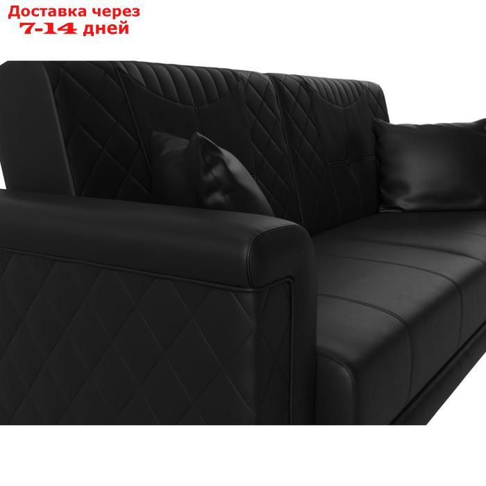 Прямой диван "Неаполь", механизм книжка, экокожа, цвет чёрный - фото 4 - id-p226922016