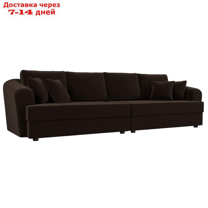 Прямой диван "Милтон", механизм еврокнижка, микровельвет, цвет коричневый - фото 1 - id-p226922017