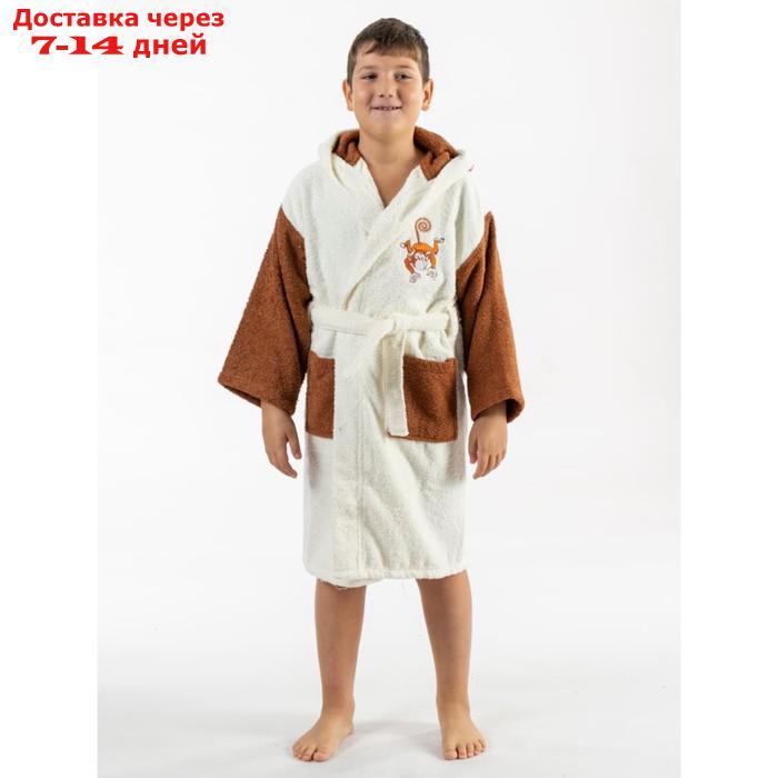 Халат махровый для мальчика, рост 158-164 см, цвет молочный - фото 1 - id-p226872548