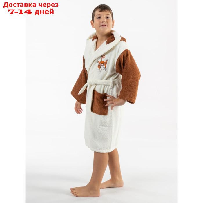 Халат махровый для мальчика, рост 158-164 см, цвет молочный - фото 4 - id-p226872548