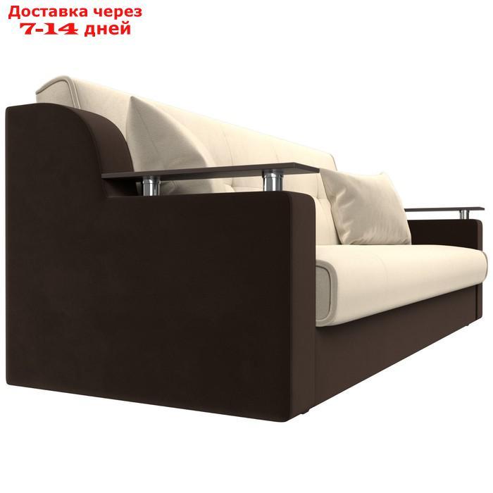 Прямой диван "Сенатор", механизм книжка, микровельвет, цвет бежевый / коричневый - фото 3 - id-p226922023