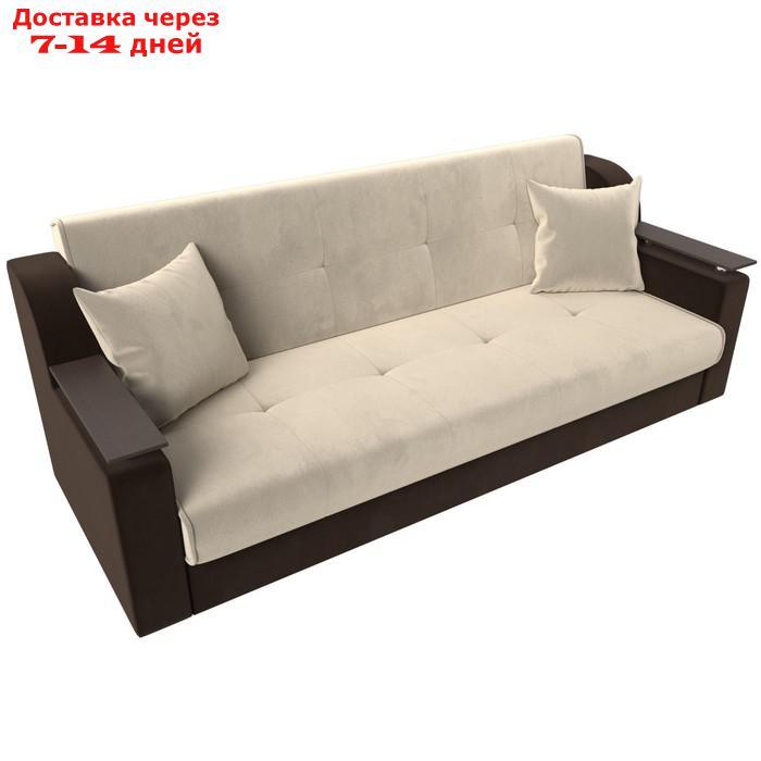 Прямой диван "Сенатор", механизм книжка, микровельвет, цвет бежевый / коричневый - фото 5 - id-p226922023