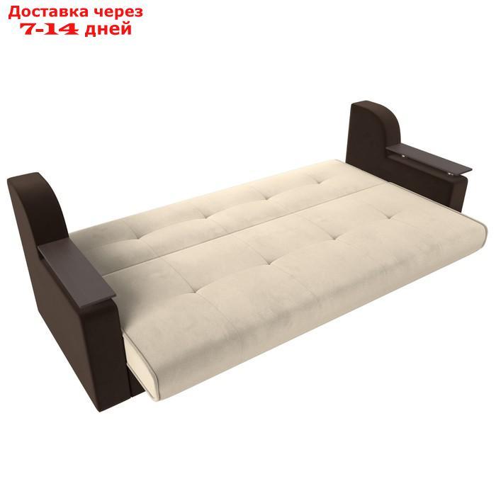 Прямой диван "Сенатор", механизм книжка, микровельвет, цвет бежевый / коричневый - фото 7 - id-p226922023
