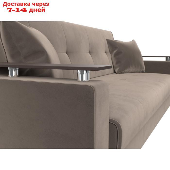Прямой диван "Сенатор", механизм книжка, велюр, цвет коричневый - фото 4 - id-p226922024