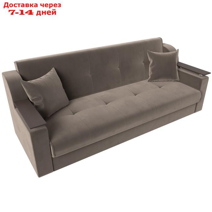 Прямой диван "Сенатор", механизм книжка, велюр, цвет коричневый - фото 5 - id-p226922024