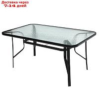 Стол прямоугольный, каркас черный, столешница стекло, 150 х 90 х 71 см