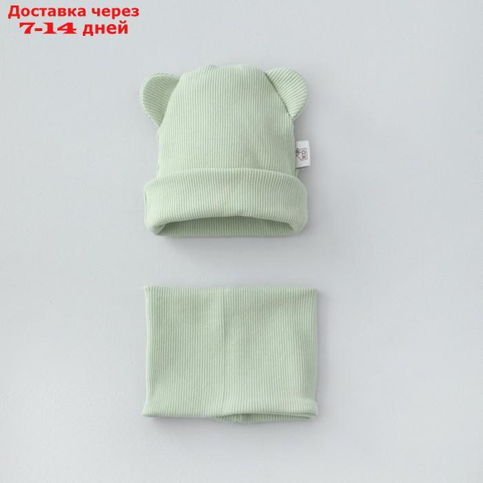 Комплект детский KinDerLitto "Пикколино", 2 предмета: шапка, снуд, возраст 2-3 года, цвет оливковый - фото 2 - id-p226896811