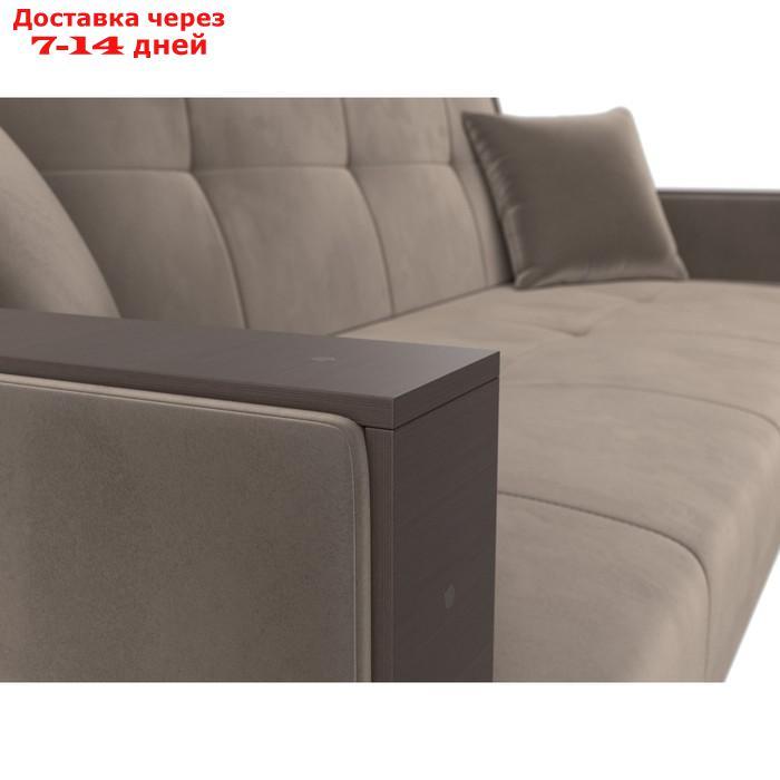 Прямой диван "Валенсия", механизм книжка, велюр, цвет коричневый - фото 4 - id-p226922026