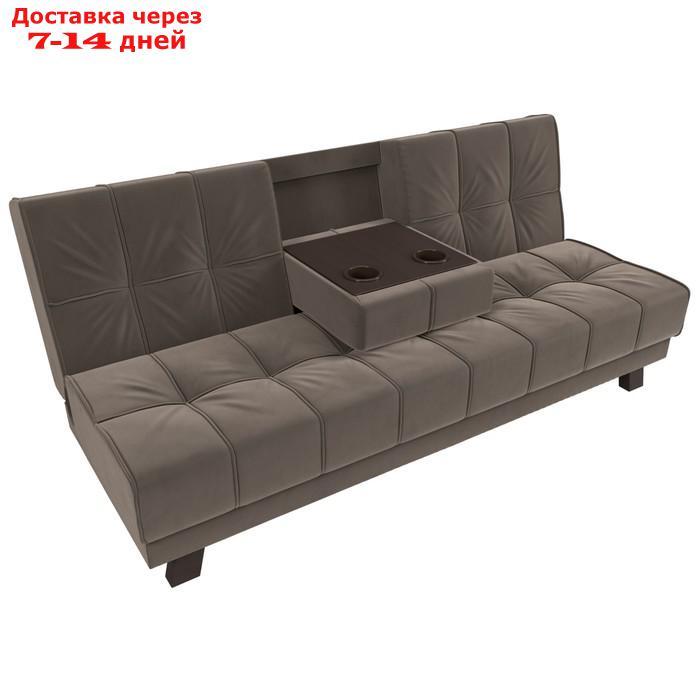 Прямой диван "Винсент", механизм книжка, велюр, цвет коричневый - фото 7 - id-p226922030
