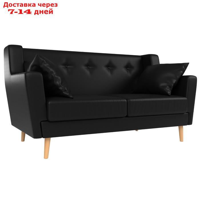 Прямой диван "Брайтон 2", без механизма, экокожа, цвет чёрный - фото 1 - id-p226922033