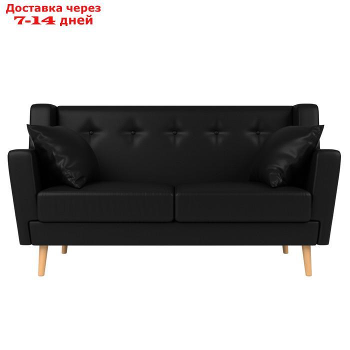 Прямой диван "Брайтон 2", без механизма, экокожа, цвет чёрный - фото 2 - id-p226922033