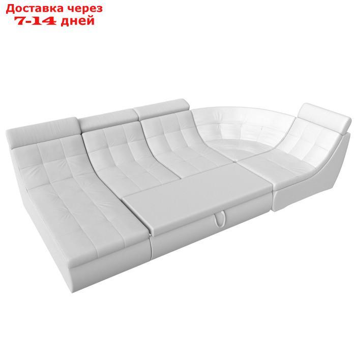 П-образный модульный диван "Холидей Люкс", механизм дельфин, экокожа, цвет белый - фото 4 - id-p226922034