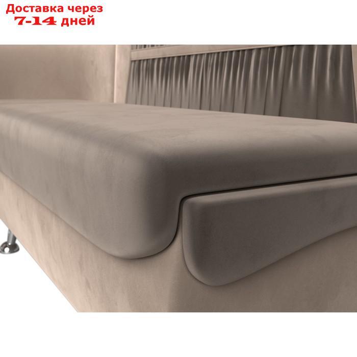 Кухонный диван "Сидней", левый угол, без механизма, велюр, цвет коричневый / бежевый - фото 5 - id-p226922038