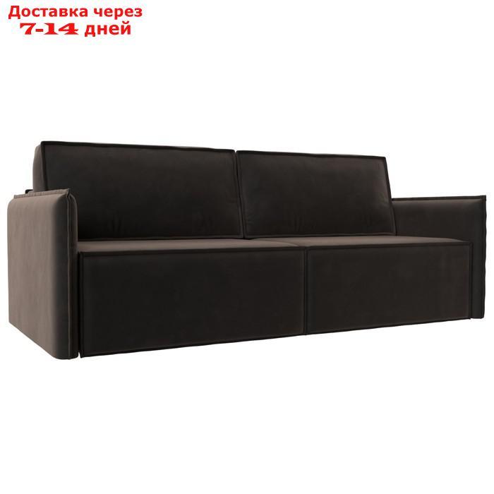 Прямой диван "Либерти", механизм еврокнижка, велюр, цвет коричневый - фото 2 - id-p226922044