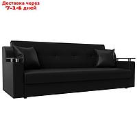 Прямой диван "Сенатор", механизм книжка, экокожа, цвет чёрный