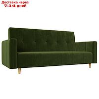Прямой диван "Вест", механизм книжка, микровельвет, цвет зелёный