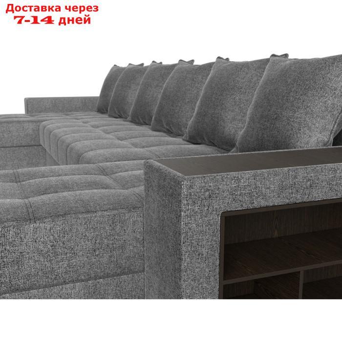 П-образный диван "Дубай", полки справа, механизм еврокнижка, рогожка, цвет серый - фото 5 - id-p226922057